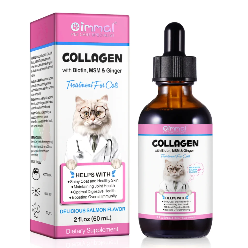 Oimmal Collagen Drops voor Katten fles 60ml – vloeibaar collageen supplement voor gewrichten en vacht